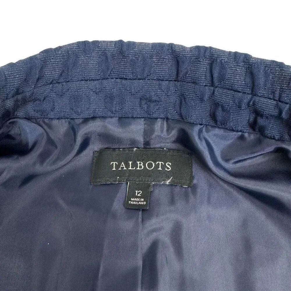 Talbots Blue Textured Blazer Jacket size 12 Rounded Collar - Picture 4 of 7